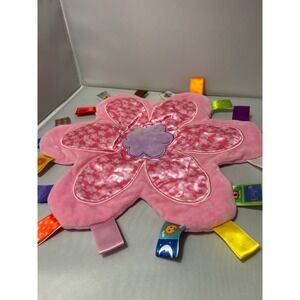 Taggies Pink Flower Baby Security Blanket Lovey Plush Sensory Ribbon Toy Pink